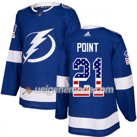 Herren Eishockey Tampa Bay Lightning Trikot Brayden Point 21 Adidas 2017-2018 Blue USA Flag Fashion Authentic